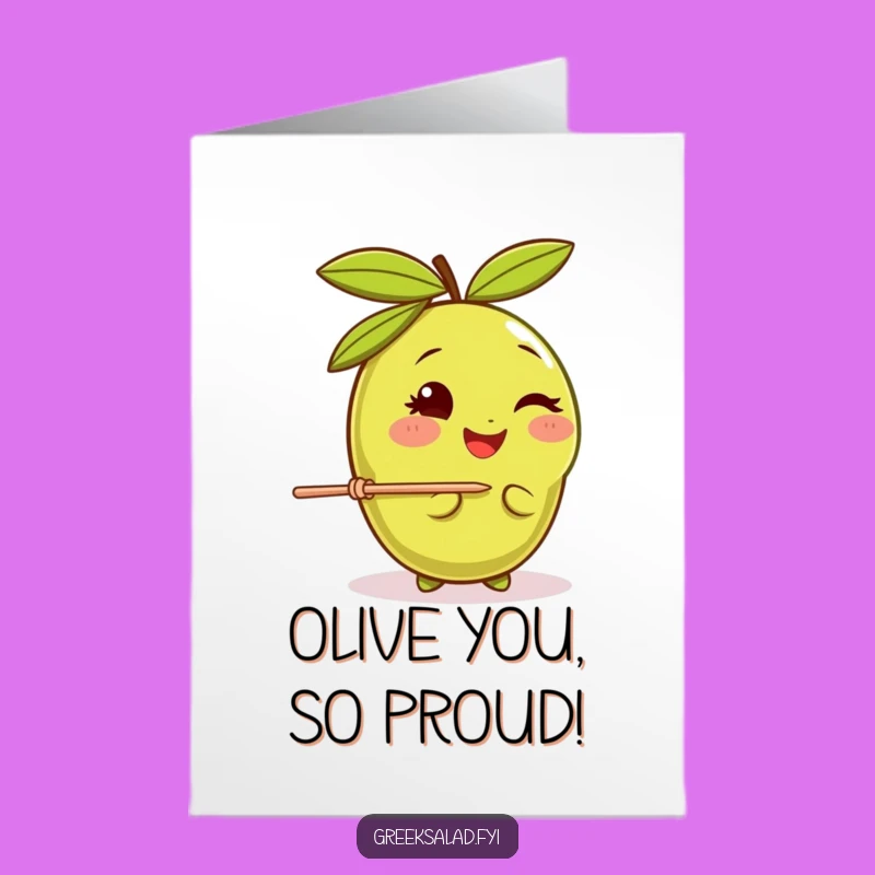 Free Printable Olive Congrats Card: Winking Balancer Download