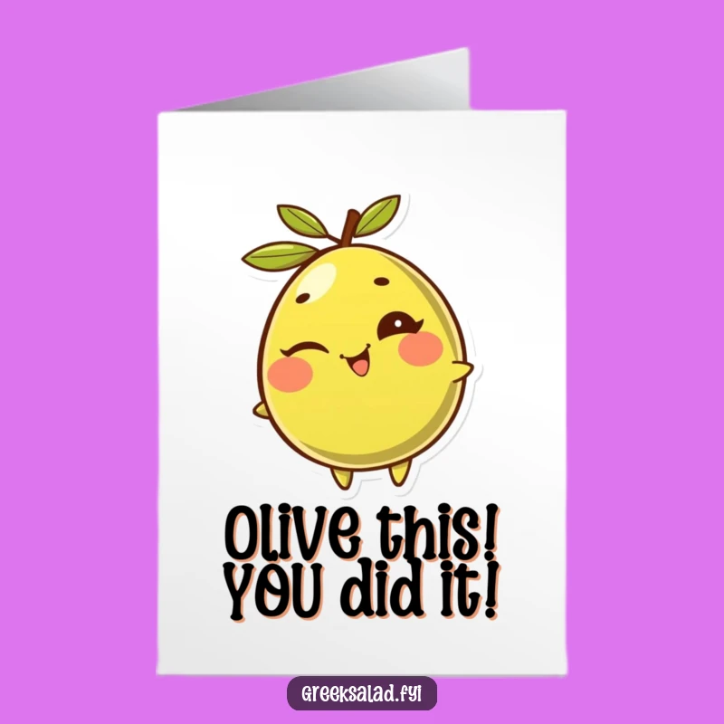 Free Printable Olive Congratulations Card: Witty Downloadable Art for Victorious Moments