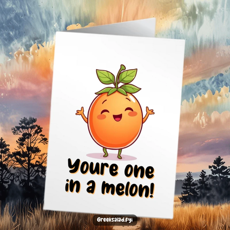 Funny Free Printable Tomato Congratulations Card: Smiling tomato dancing with a leaf hat, celebrating success with playful energy.