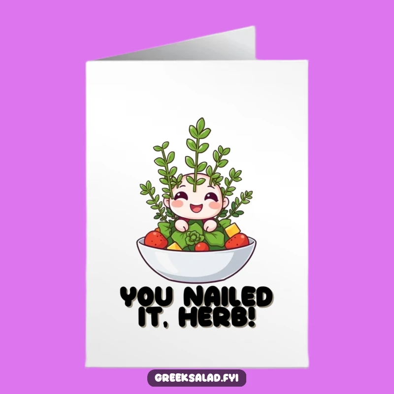 Funny Free Printable Congrats Card: Winking Oregano, Salad Celebration Downloadable