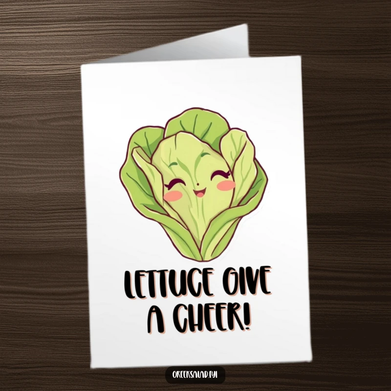 Funny Free Printable Congratulations Card showcasing a curious lettuce leaf character peeking out, adding a touch of humor to your celebratory wishes.
