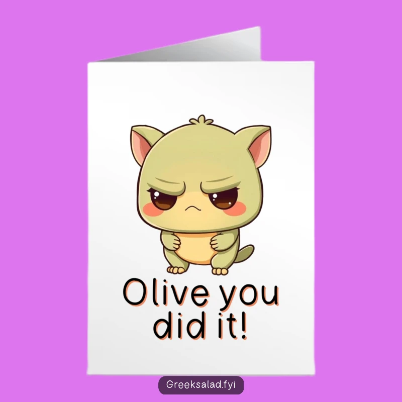 Free Printable Congrats Card: Grumpy Olive Intrigued Downloadable Curiosity