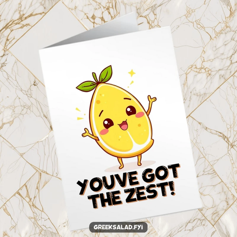 Funny Free Printable Congratulations Card showing a cheerful lemon wedge character wiggling its zest, symbolizing bright success and happy news.