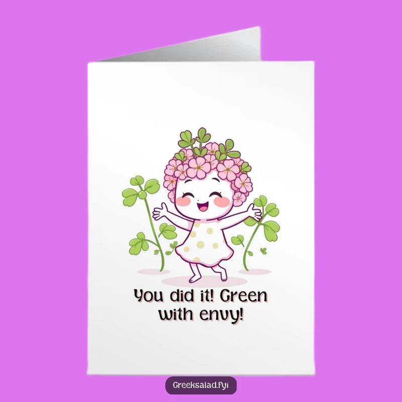Free Printable Congrats Card: Dancing Oregano Sprig Celebrations Downloadable Gift for Any Occasion