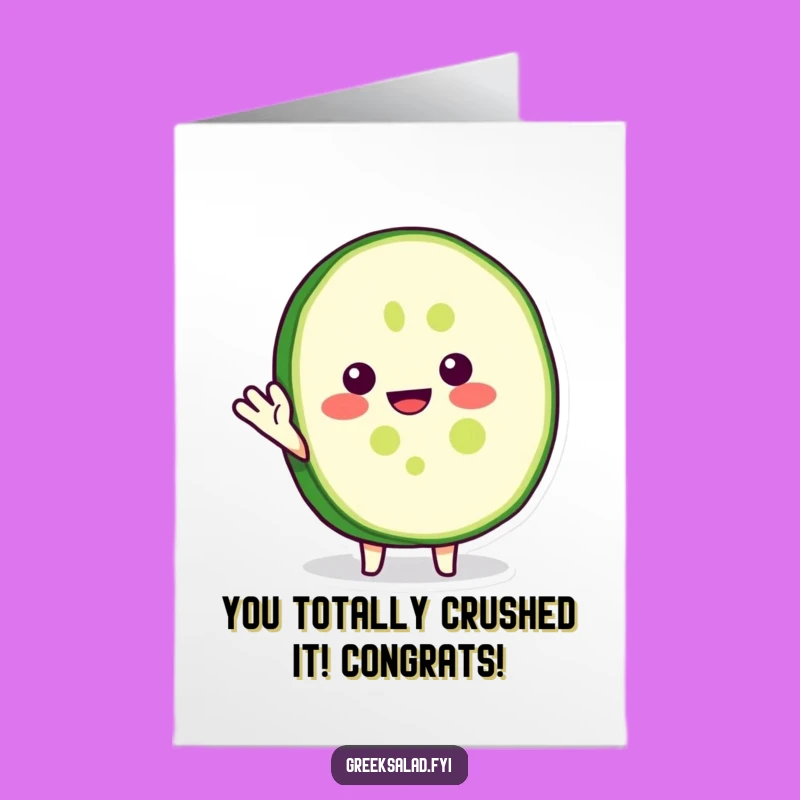 Free Printable Congrats Card: Funny Cucumber Wave - Cheerful Downloadable Gift