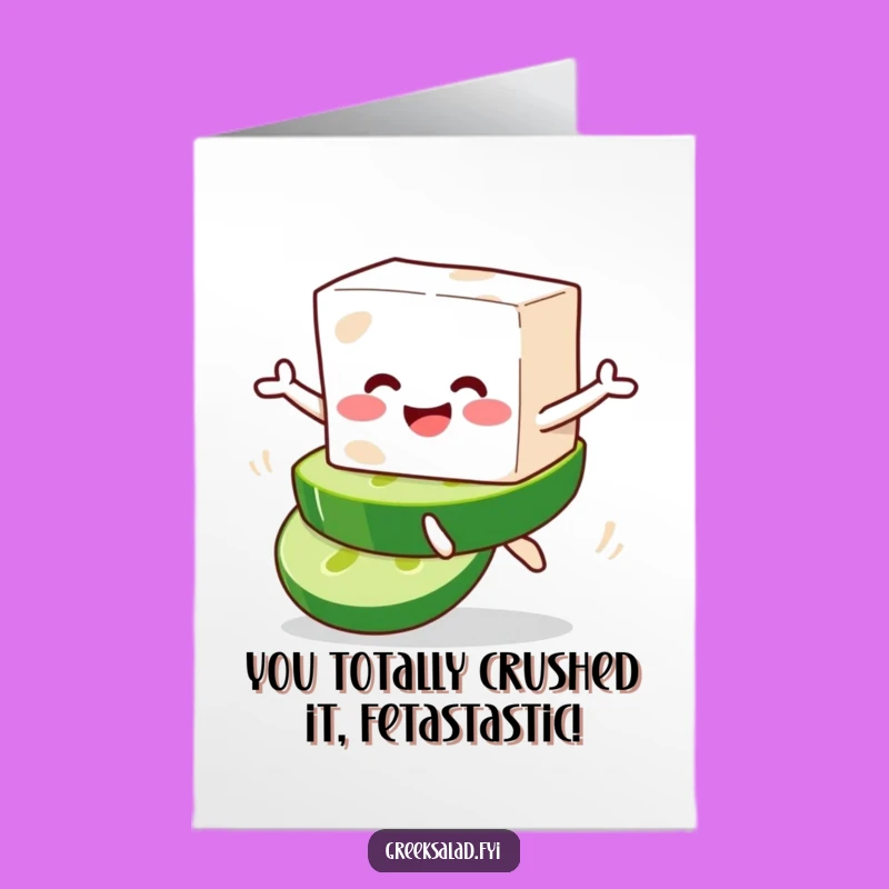 Hilarious Free Printable Congrats Card: Feta & Cucumber Leap Downloadable Gift