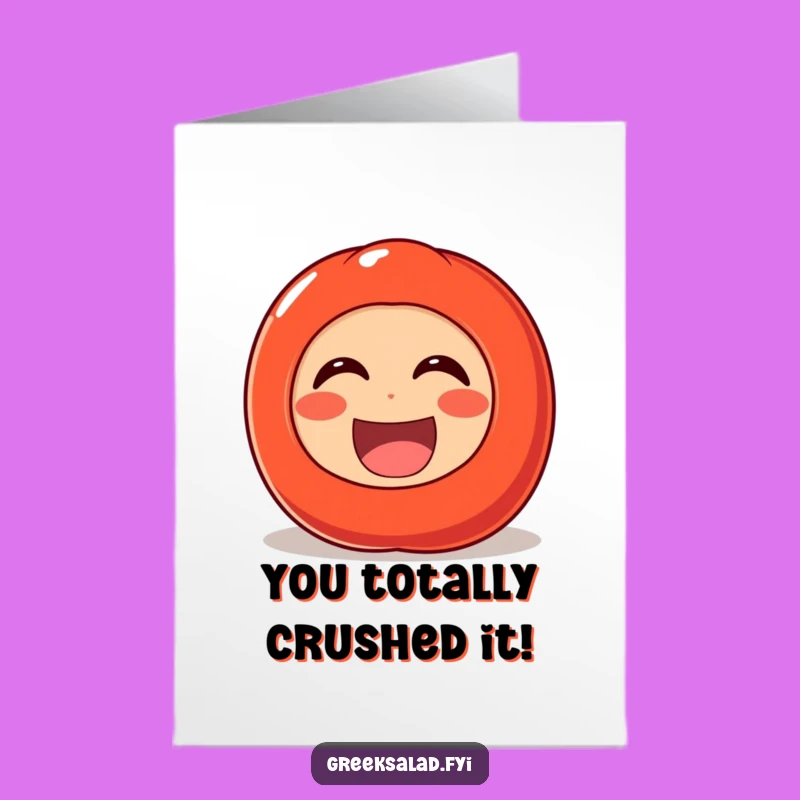 Free Printable Congrats Card: Rolling Tomato Character Downloadable Joyful