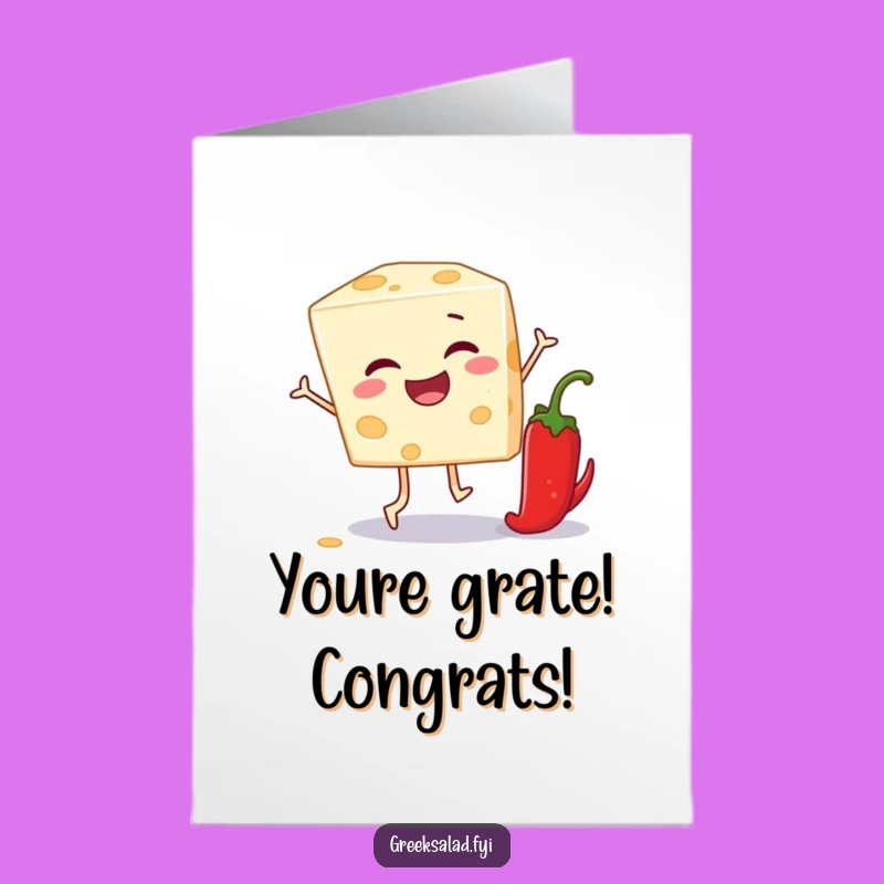 Free Printable Congrats Card: Cheesy Feta & Pepper Leapfrog Humor, Downloadable Celebration