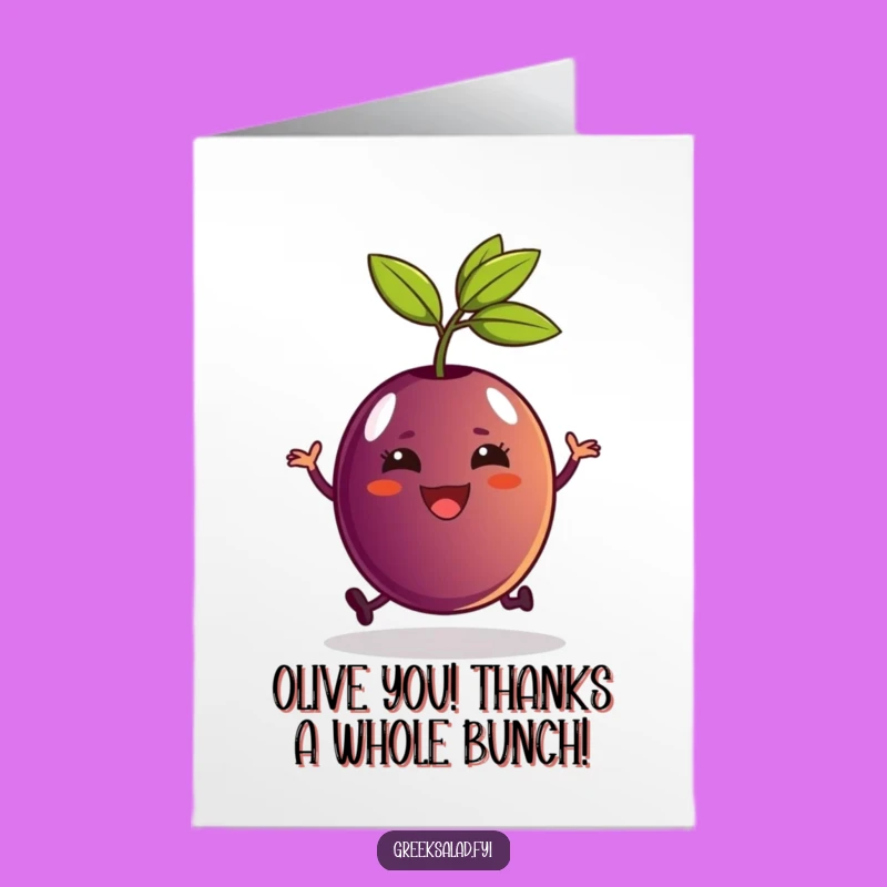 Free Printable Olive Thank You Card: Humorous Downloadable Gift for Expressing Gratitude