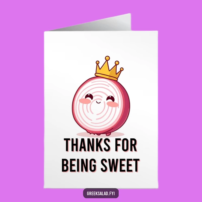 Free Printable Thank You Card: Royal Onion Character Funny Downloadable Gift