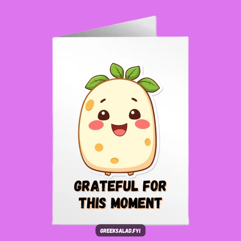 Free Printable Thank You Card: Smiling Feta Cheese - Gratitude Downloadable