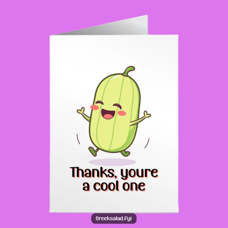 Free Printable Thank You Cucumber Card: Funny Downloadable Gift for Rolling Thanks