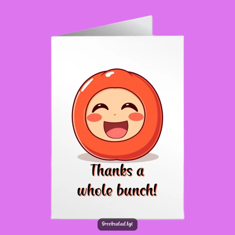 Funny Free Printable Thank You Card: Rolling Tomato Character Downloadable Thanks
