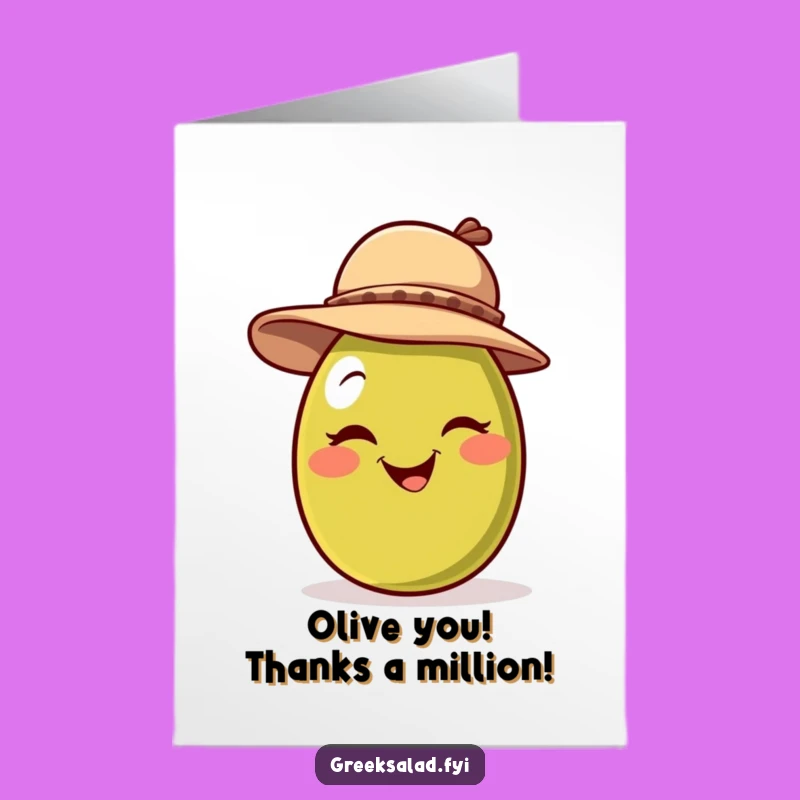 Free Printable Winking Olive Thank You Card: A Saucy Way to Say Thanks!