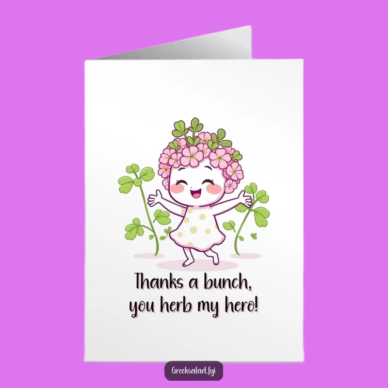 Free Printable Thank You Card: Dancing Oregano Sprig Expressing Gratitude Downloadable Gift