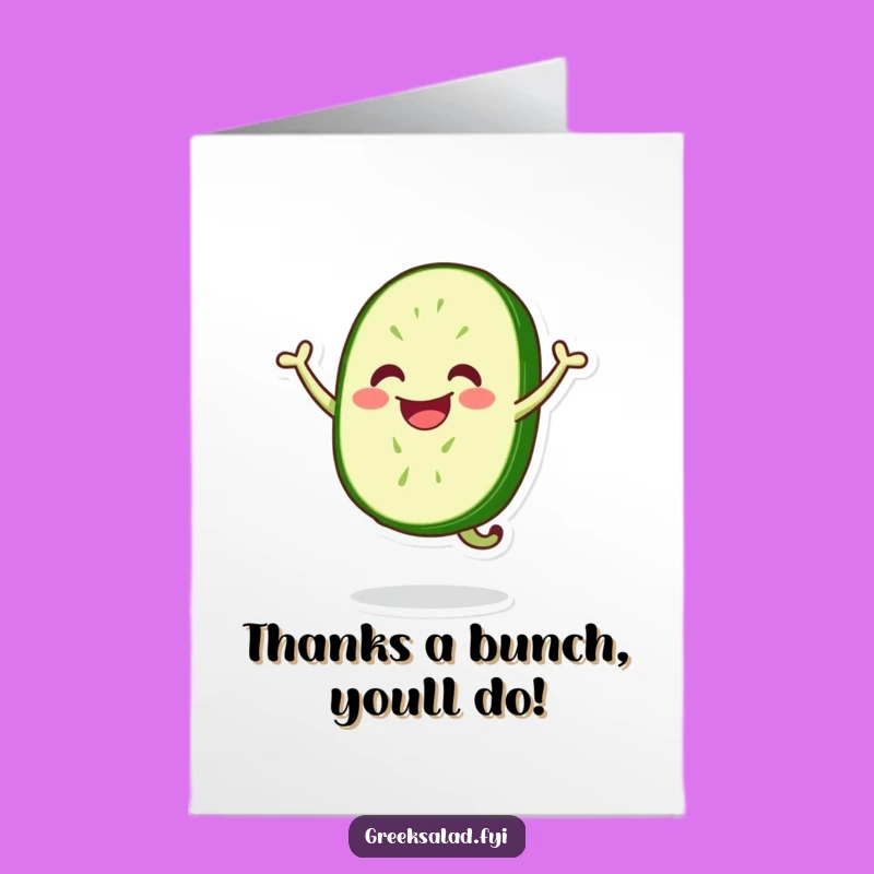 Free Printable Jumping Cucumber Thank You Card: Express Gratitude Hilariously!