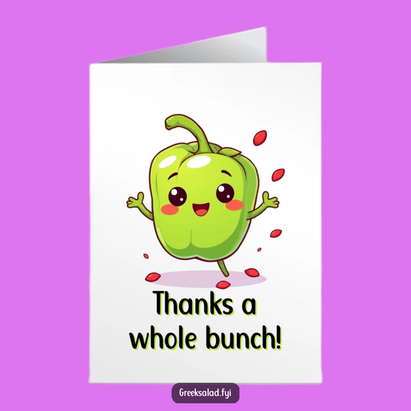 Free Printable Thank You Card: Bouncing Bell Pepper, Cheerful Downloadable Thanks Gift