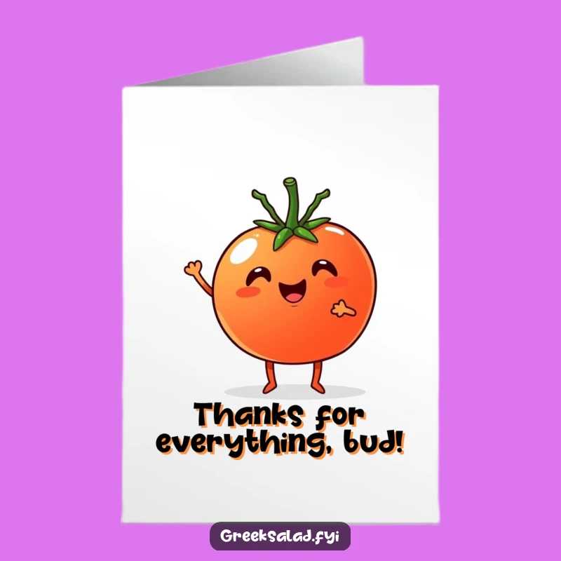 Say thank you with this free printable card! A cheerful tomato and cucumber cheer, perfect for printing at home.