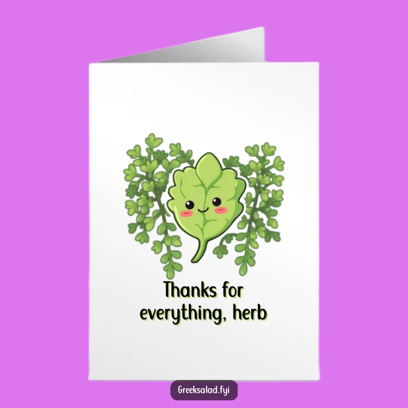 Free Printable Thank You Card: Floating Oregano Character Funny Downloadable Gift