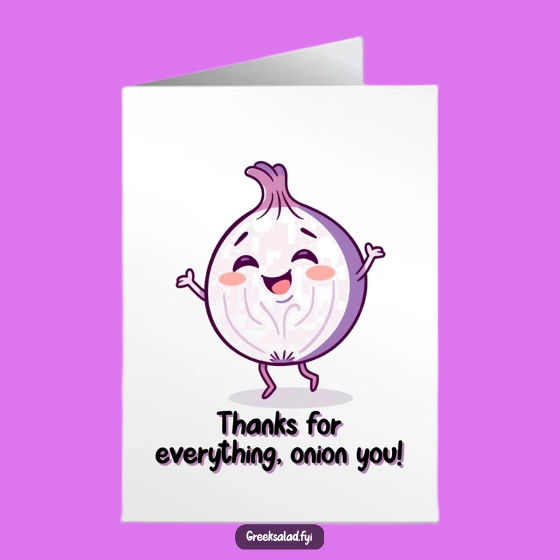 Free Printable Thank You Card: Dancing Onion, Humorous Downloadable Gift