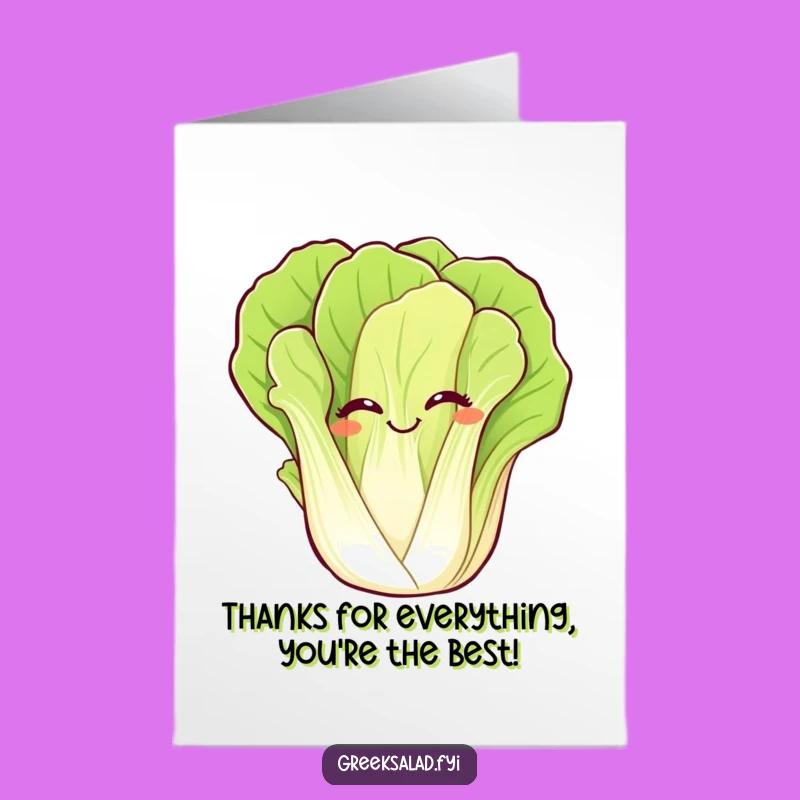 Free Printable Thank You Card: Giggling Romaine Lettuce Waves Downloadable Gift