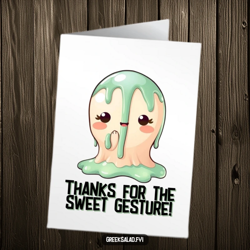 Funny Free Printable thank you card: A rich balsamic glaze artfully dripping, conveying thanks with style. A unique downloadable gift.
