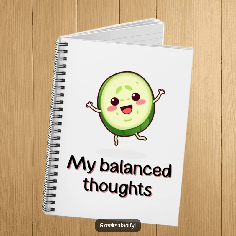 Funny Cucumber Notebook: A cheerful cucumber slice spins gracefully across the cover, ready to capture your calm notes.