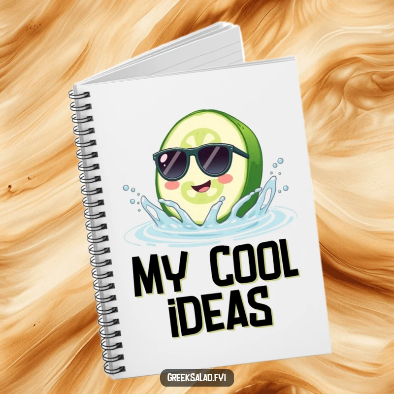Funny Cucumber Sunglasses Notebook: A cheerful cucumber with sunglasses splashes, ready to record bright ideas.