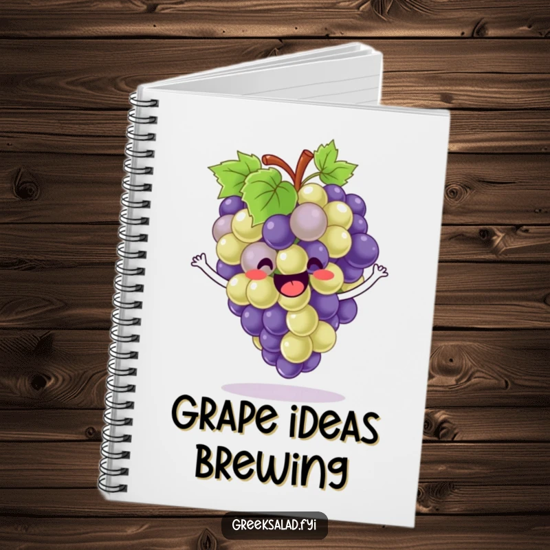 Funny Notebook: A bunch of grapes joyfully bounces with enthusiasm, great for jotting down ideas.