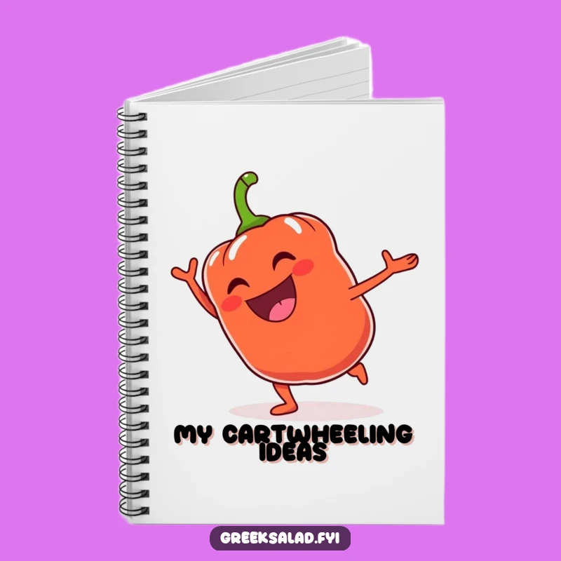 Funny Bell Pepper Cartwheel Notebook - Energetic Journal, Witty Humor Gift for Ideas