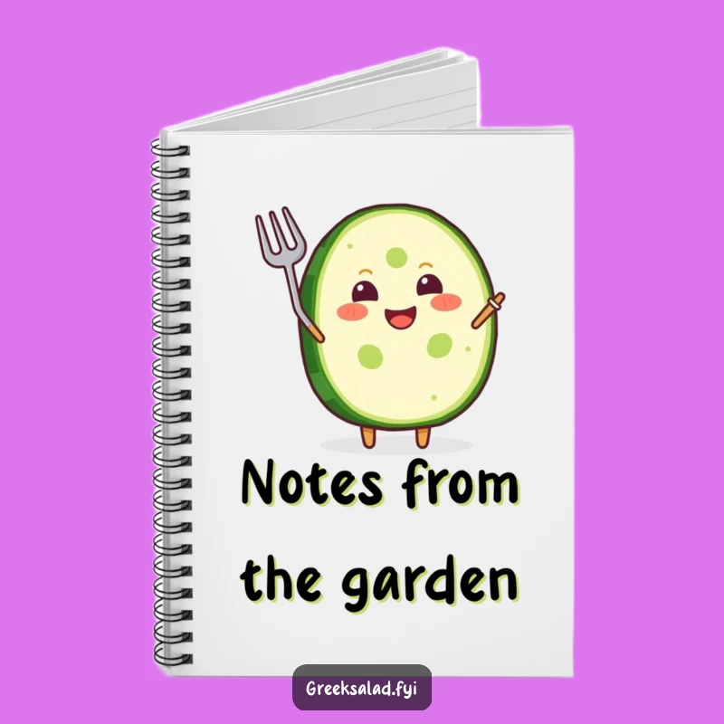 Funny Notebook: Joyful Cucumber, Waving Fork, Great for Notes