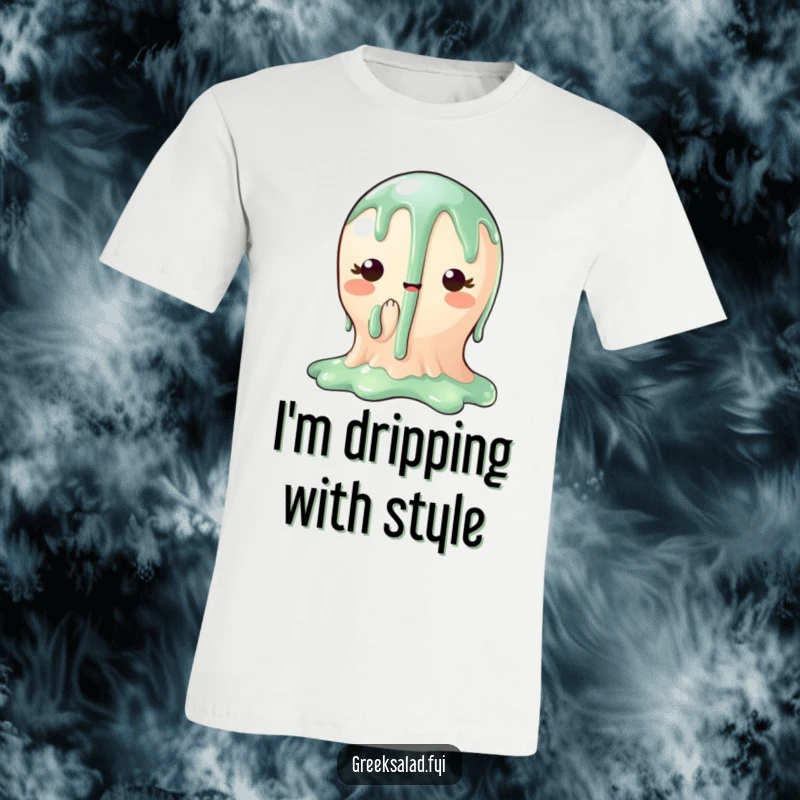 Funny t-shirt showcasing a charming balsamic glaze character in a playful drip, a stylish and humorous addition to your wardrobe.