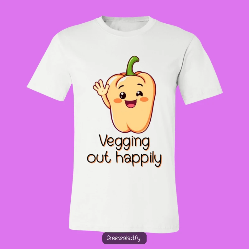Funny Grinning Pepper T-Shirt: Share Your Cheerful Hello