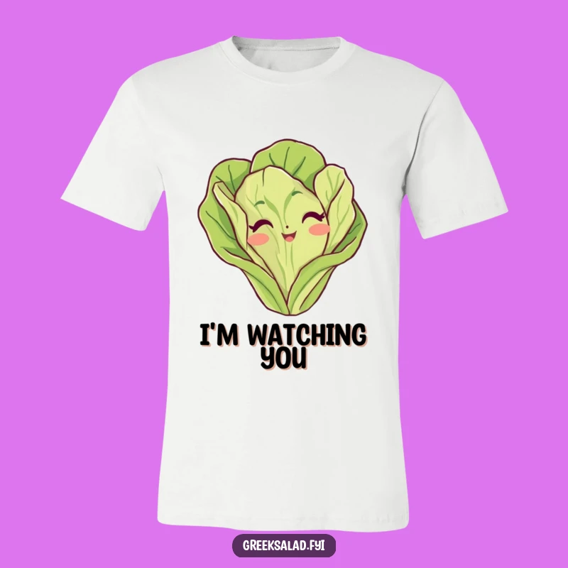 Funny Lettuce Leaf Peeking T-Shirt: Hilarious Vegetable Character Tee, Great Funny Gift!