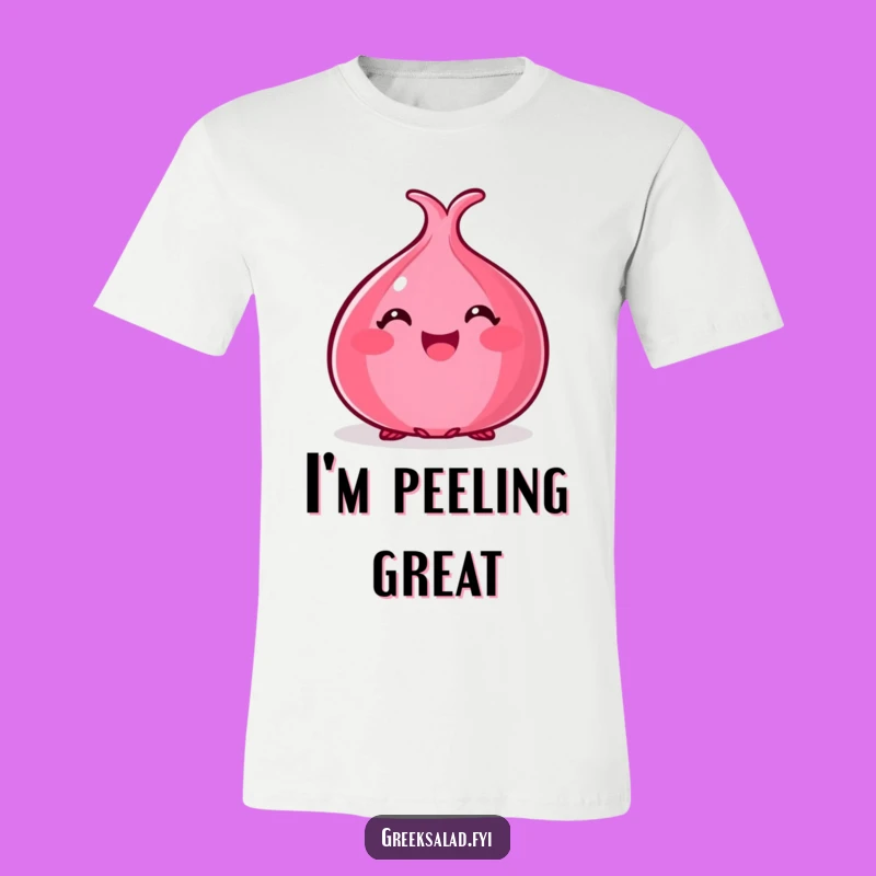 Funny Red Onion Peek T-Shirt - Wear Your Love for Veggies Comically
