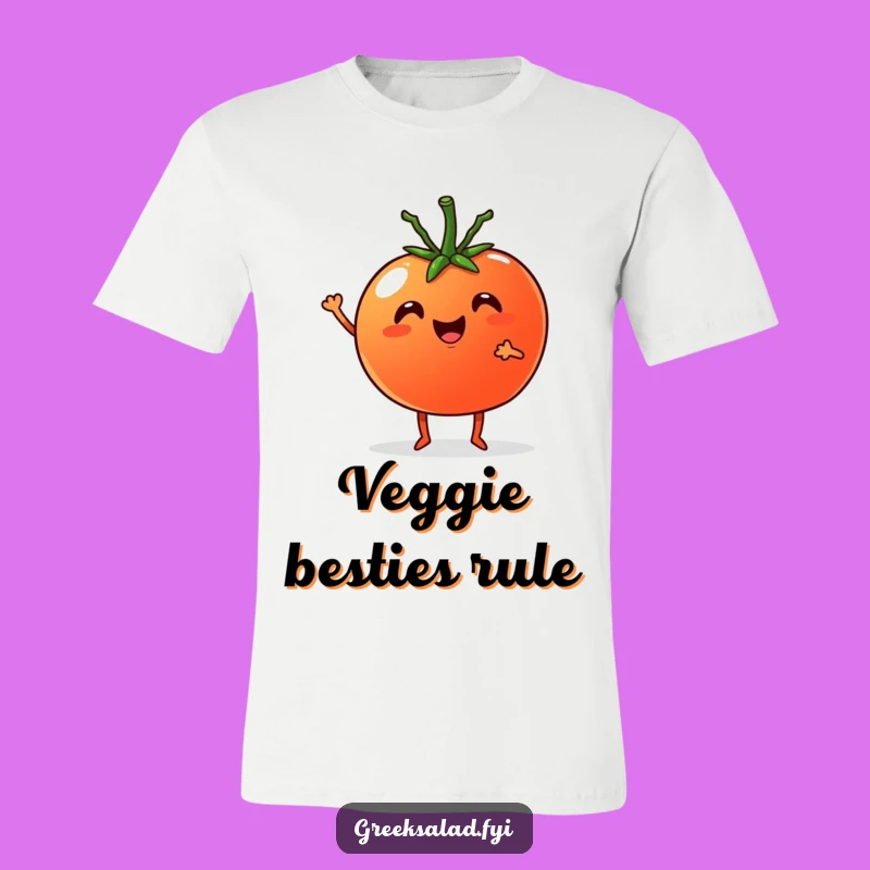 Funny Veggie T-Shirt: Tomato Cheering With Cucumber, Hilarious Foodie Gift