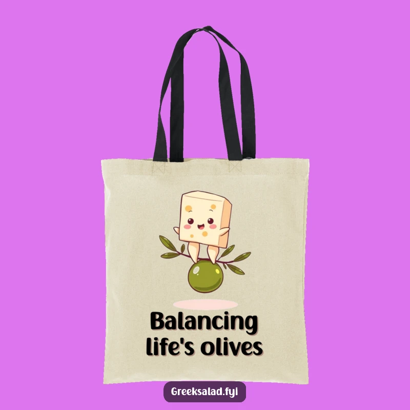 Funny Feta Olive Balance Tote Bag - Gourmet Carry-All, Perfect Funny Gift