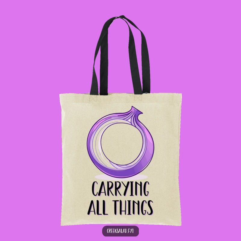 Funny Onion Ring Tote Bag - Carry Your Humor with This Playful Purple Design