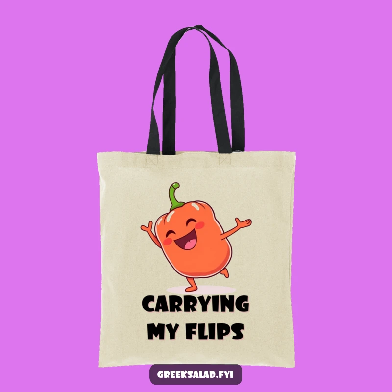 Funny Bell Pepper Cartwheel Tote Bag - Veggie Fun Accessory, Lively Humor Gift