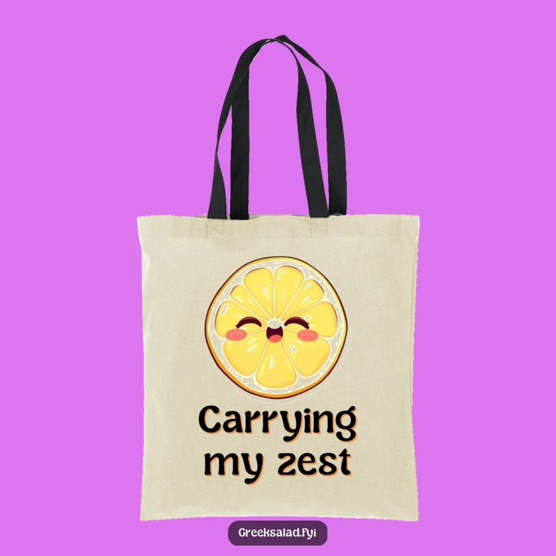 Funny Winking Lemon Tote Bag - Giggling Citrus Carry-all, Playful Design, Perfect Funny Gift!