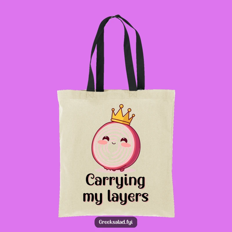 Funny Blushing Onion Crown Tote Bag: Carry Your Royal Produce