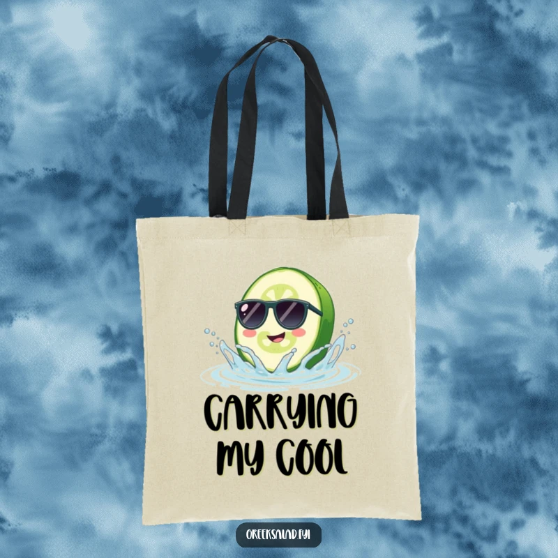Funny Cucumber Sunglasses Tote Bag: A debonair cucumber with sunglasses splashes, ready for sunny days and errands.