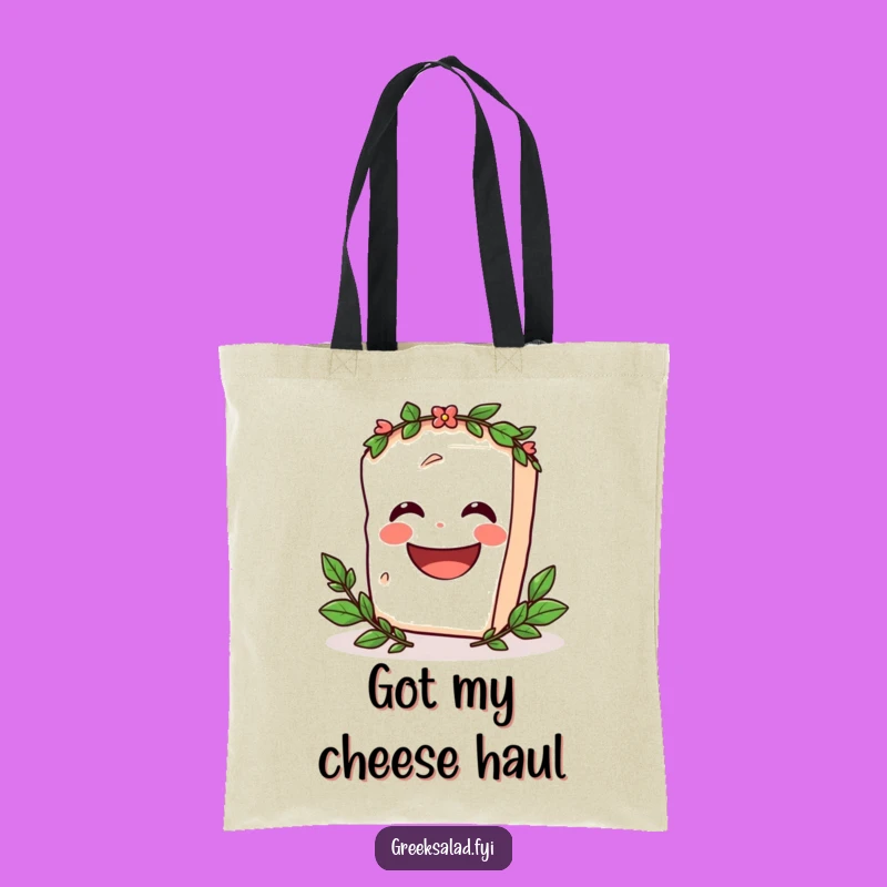 Funny Feta Spin Tote Bag - Durable Laughing Cheese Bag, Perfect Funny Gift for Grocers