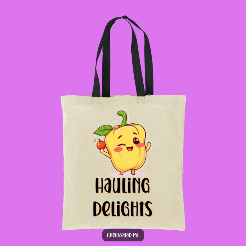 Funny Happy Bell Pepper Tote Bag: Witty Veggie Pal, Perfect Humorous Gift