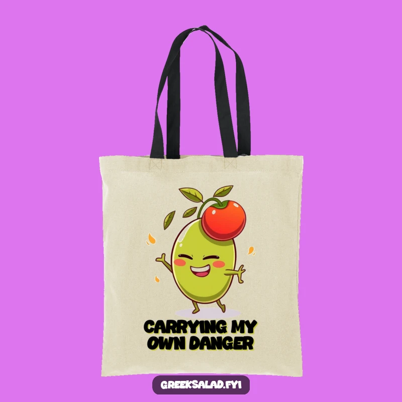 Funny Olive Dodging Tomato Tote Bag - Whimsical & Practical Funny Gift