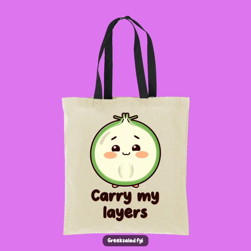 Funny Shy Onion Slice Tote Bag: Carry Your Essentials with This Cheerful Vegetable's Bow