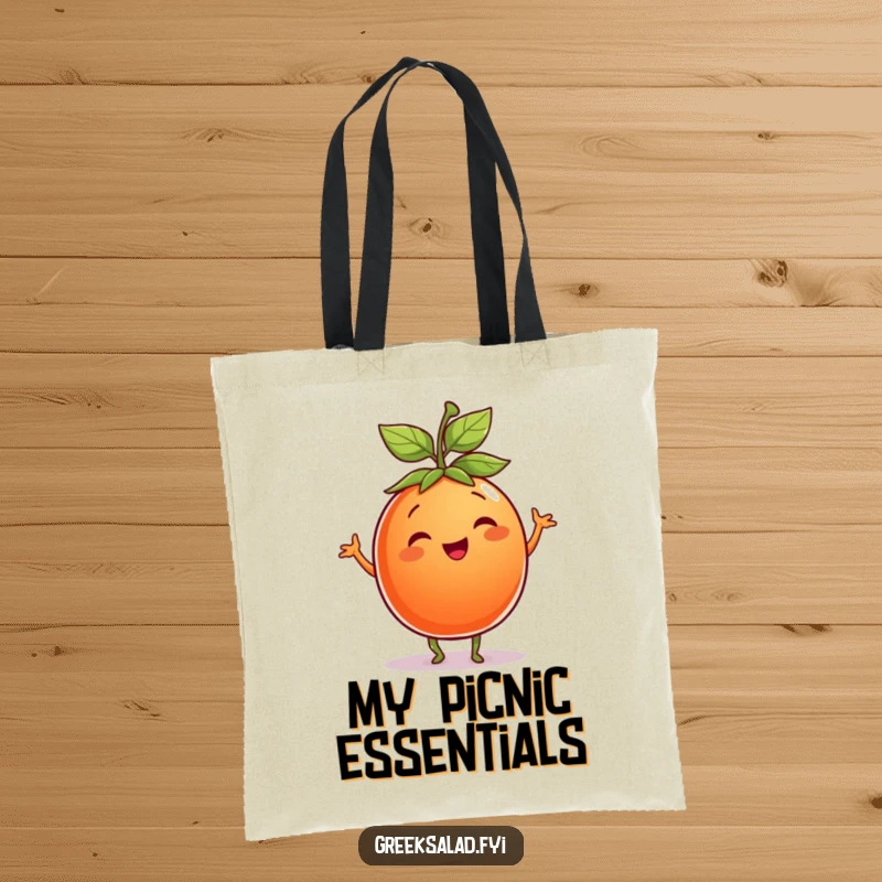 Funny Tomato Tote Bag: A smiling tomato with a leaf hat dances playfully, ready to carry your essentials with joy.